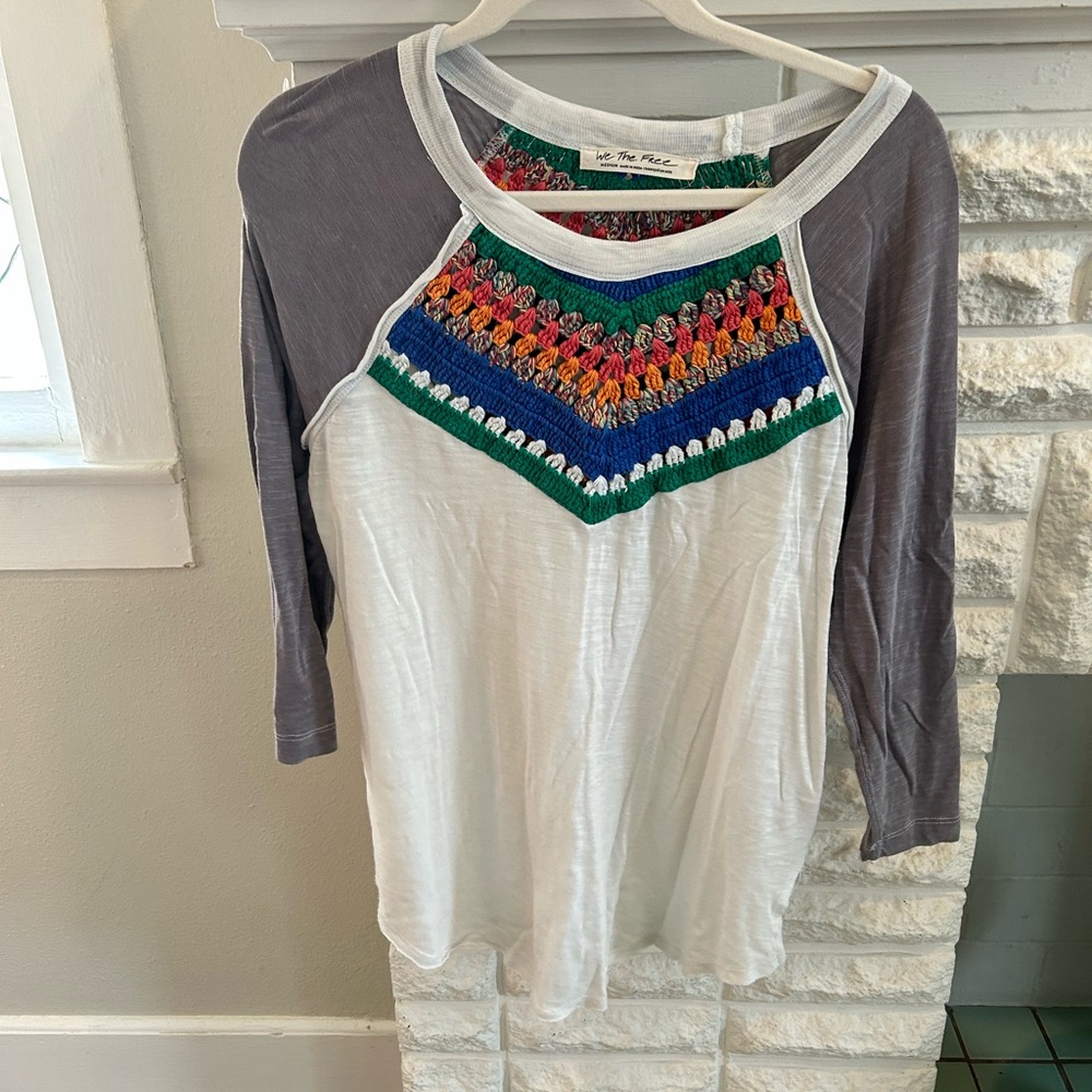 We The Free Crochet t-shirt-3/4 length sleeves